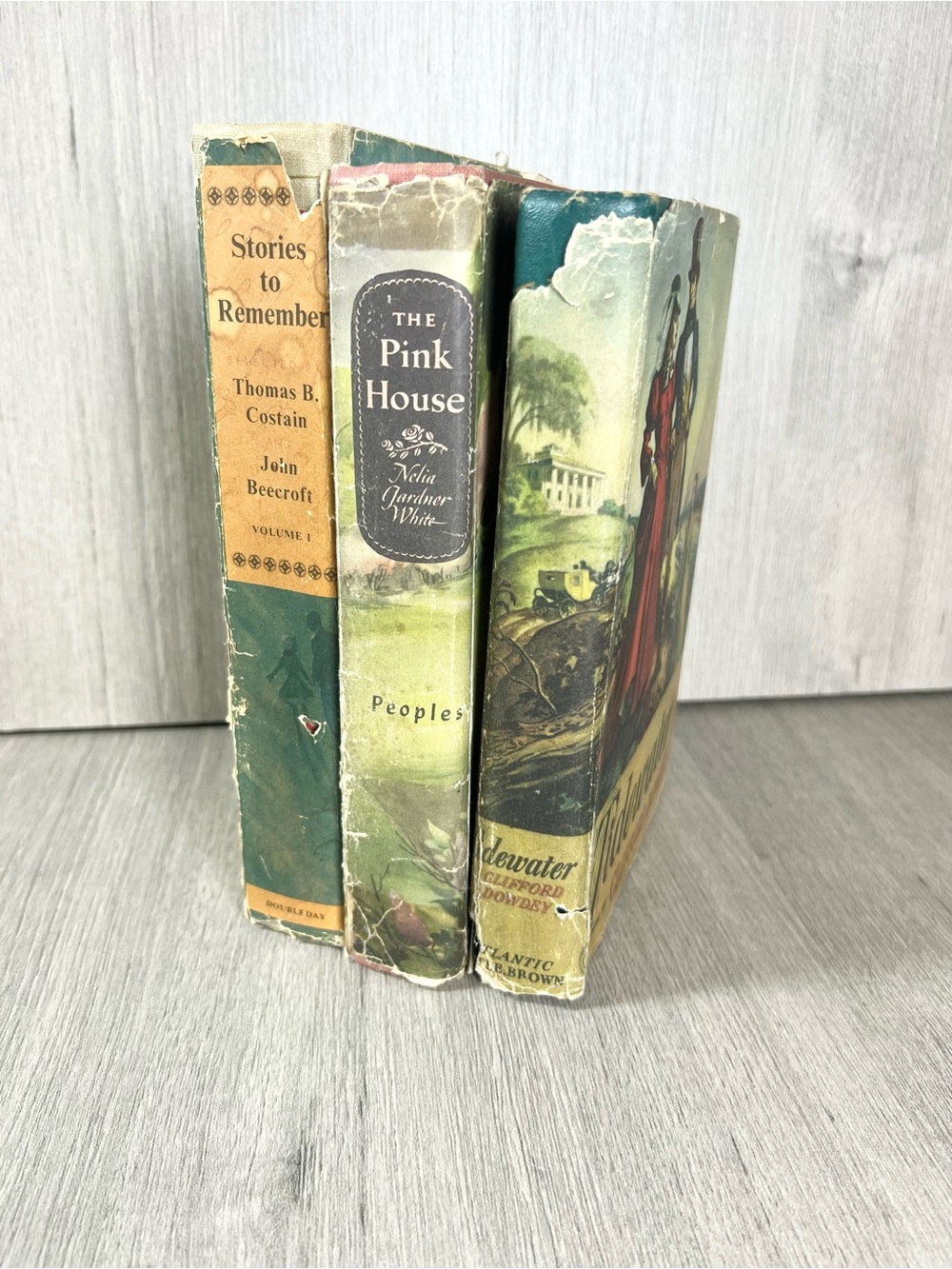 Stack of vintage books 1940s-50s hardcover Decor shelf filler